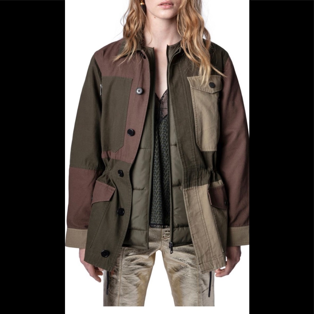 Zadig Voltaire 2 in 1 Parka Kaki M/L NEW - Picture 2 of 6